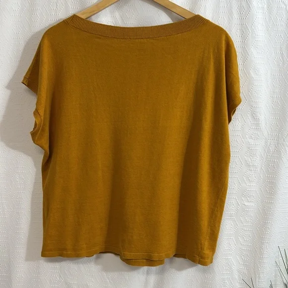 Eileen Fisher Yellow Short Sleeve Linen Boxy Tee Sz medium - Picture 6 of 8